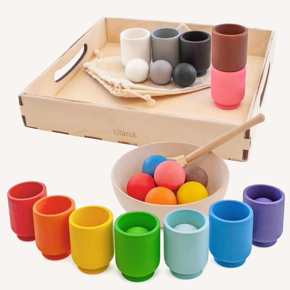 Montessori šķirošanas bumbas un krūzes - Image 1
